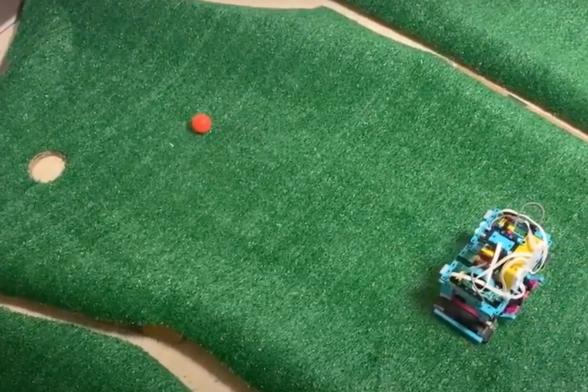 Robot navigating miniature golf course challenge